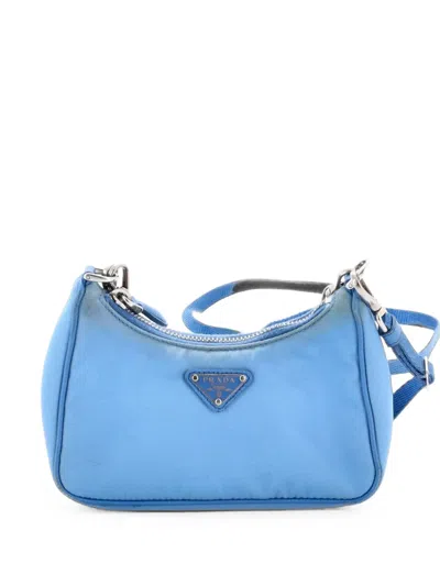 Pre-owned Prada Re-edition Shoulder Bag Tessuto Mini Hobo Bag In Blue