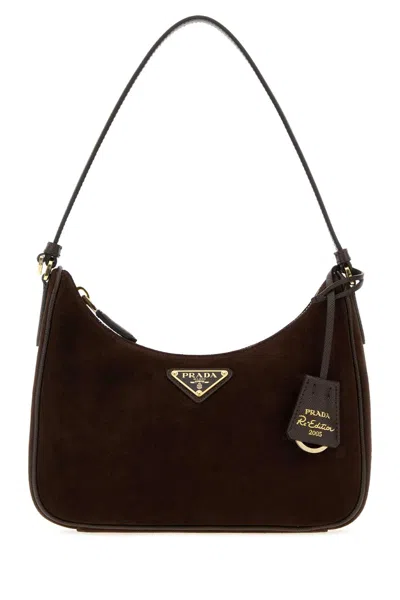 PRADA PRADA RE-EDITION SUEDE SHOULDER HANDBAG, 22 X 13 X 6 CM