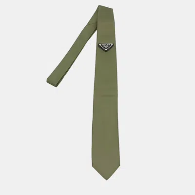Pre-owned Prada Re-elon Tie In Green