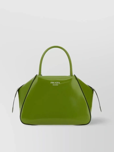 Prada Refined Leather Shoulder Bag In Green