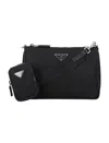 Prada Refined Mini Handbag With Adjustable Strap In Black