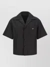 Prada Short Sleeve Collared Jacket Front Pocket In Black