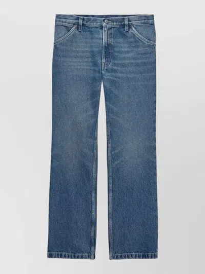 Prada Regular Waist Straight Leg Denim Jeans In Blue