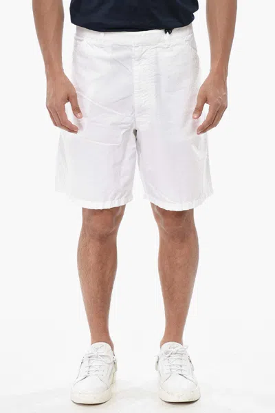 Prada Regular-waist Flat-front Shorts In White