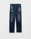 Prada Regular Washed Denim Jeans In Blue