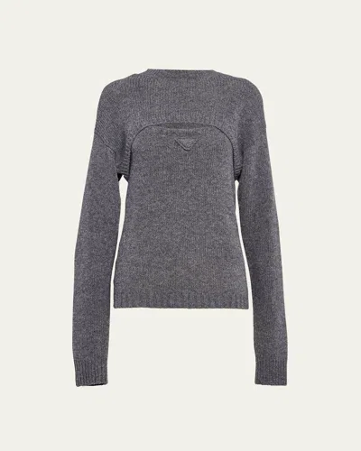 Prada Removable Shrug Cashmere Top In Ardesia