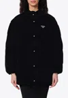 Prada Removable-sleeves Velvet Down Jacket In Black