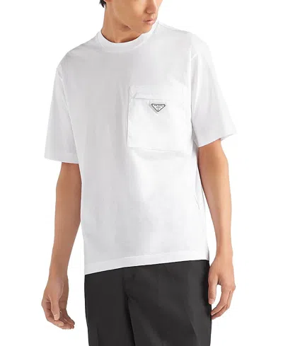 Prada Re-nylon And Jersey T-shirt In White