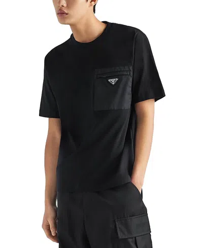 Prada Re-nylon And Jersey T-shirt In Black