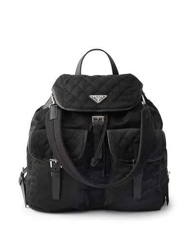 Prada Re-nylon And Leather Backpack In Black