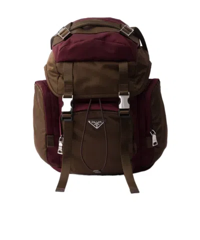 Prada Re-nylon And Leather Backpack In Brown