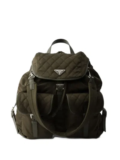 Prada Re-nylon And Leather Backpack In Green