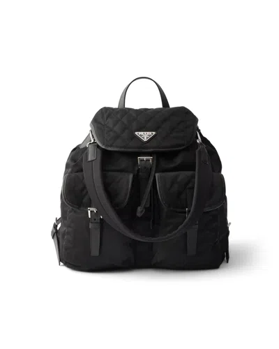 Prada Re-nylon And Leather Backpack In Schwarz