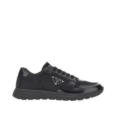 Prada Mens Black Prax 2.0 Re-nylon Shell And Leather Trainers Eur 41.5 / 7.5 Uk