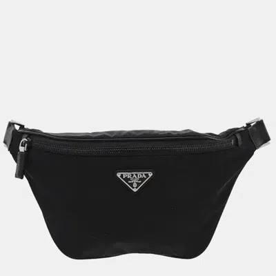 Pre-owned Prada Re-nylon & Saffiano Belt Bag In Black