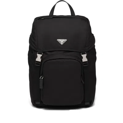 Prada Re-nylon And Saffiano Leather Backpack In Black