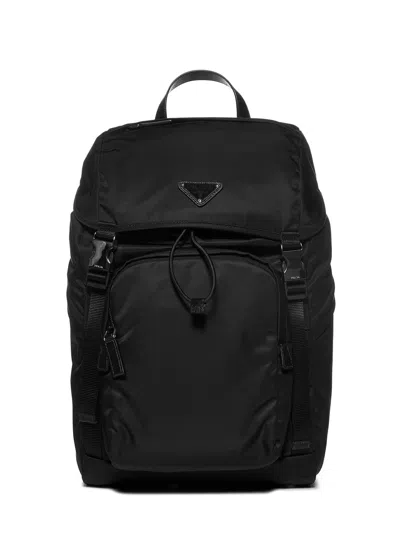 Prada Re-nylon And Saffiano Leather Backpack In Black