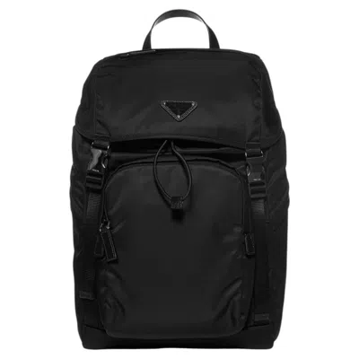 Pre-owned Prada Re-nylon And Saffiano Leather Backpack � Black