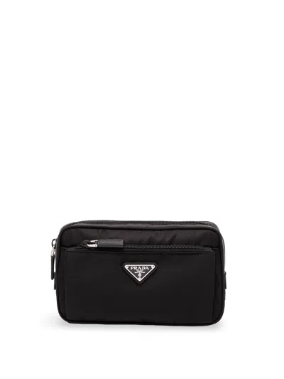 Prada Re-nylon And Saffiano Leather Belt Bag In Black