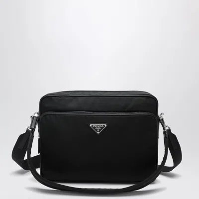 Prada Re-nylon And Saffiano Leather Mini Crossbody Bag In Black