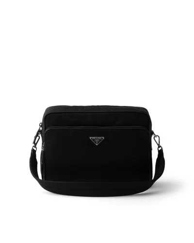 Prada Schultertasche Aus Re-nylon Und Saffiano-leder In Black