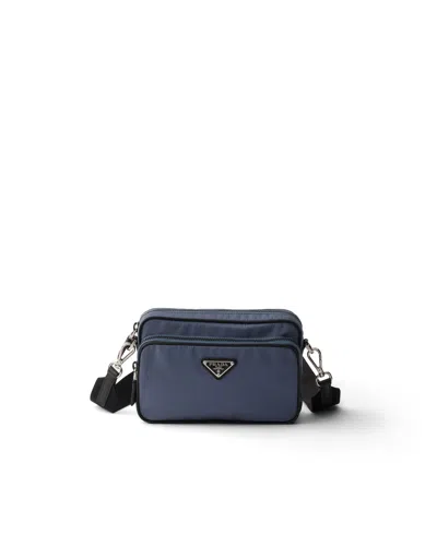Prada Re-nylon And Saffiano Leather Shoulder Bag In Blue