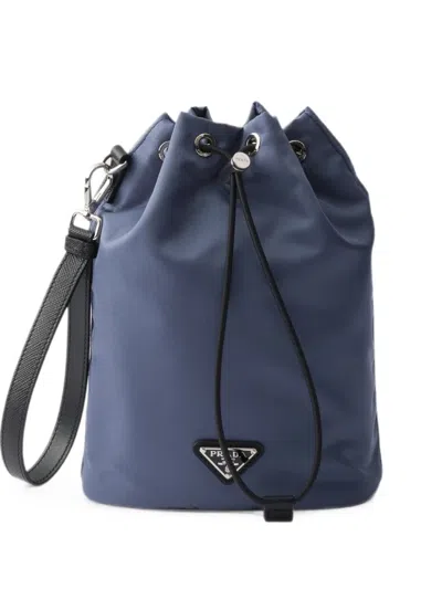 Prada Re-nylon And Saffiano Leather Shoulder Bag In Blue