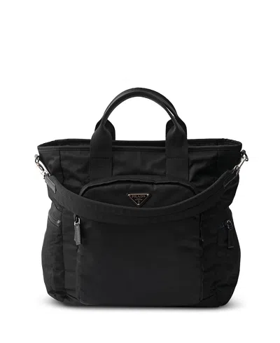 Prada Re-nylon And Saffiano Leather Tote Bag In Black