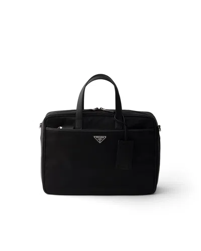 Prada Arbeitstasche Aus Re-nylon Und Saffiano-leder In Black