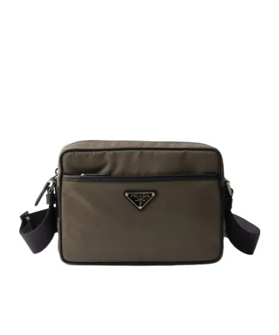 Prada Re-nylon And Saffiano Shoulder Bag In Black