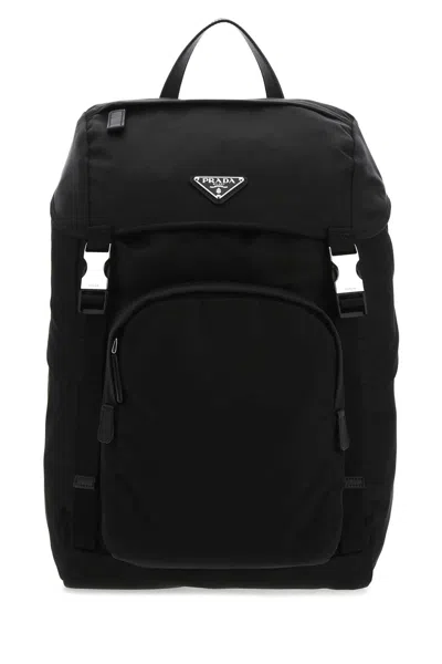 Prada Re-nylon Backpack 26.5 Cm X 35 Cm X 15 Cm For Men In Black