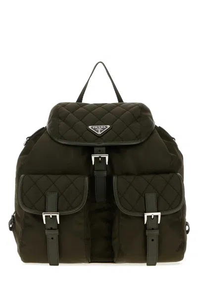 Prada Re-nylon Backpack 30 X 31 X 15 Cm In Green