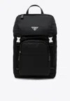 Prada Backpack Adjustable Straps Front Pocket Handle In Black