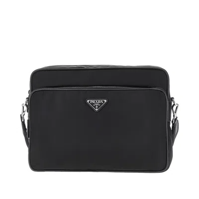 Prada Re-nylon Bag With Saffiano Leather Trimmings In Black