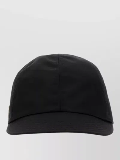 Prada Renylon Baseball Cap Curved Brim Design In Black
