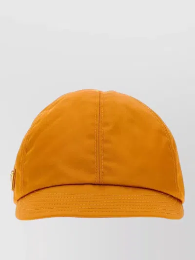 Prada Renylon Baseball Cap Curved Brim Design In Orange