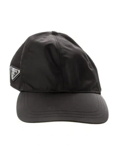 Pre-owned Prada Re-nylon Baseball Hat In Black