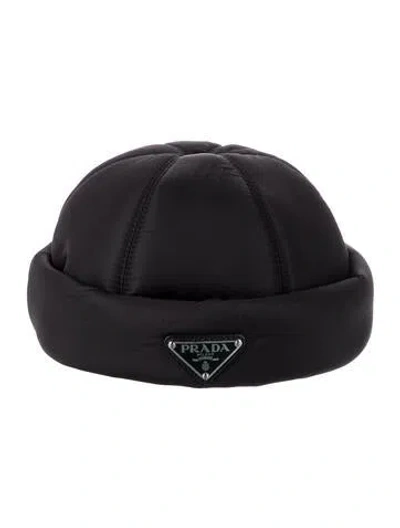Pre-owned Prada Re-nylon Beanie In Black