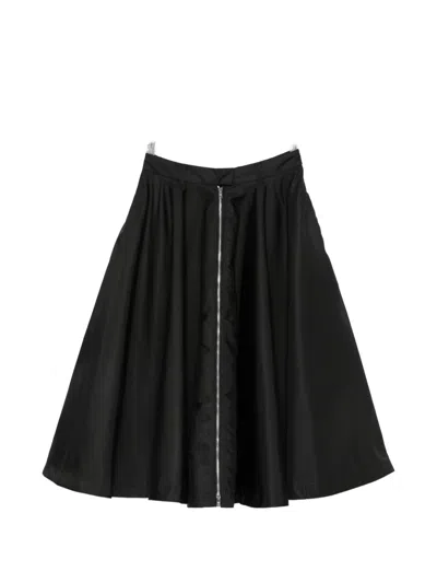 Prada Re-nylon Belted Mid Skirt In Black