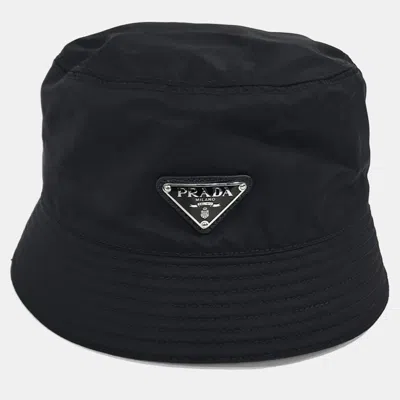 Pre-owned Prada Re-nylon Black Bucket Hat