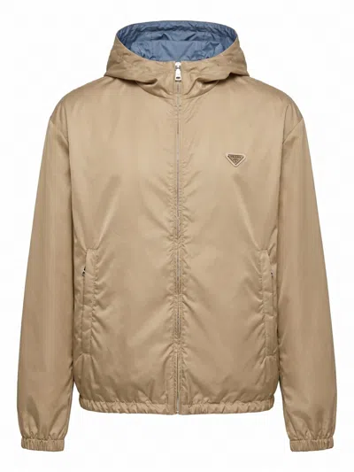 Prada Re-nylon Blouson Jacket In Brown