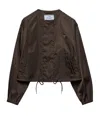 Prada Logo Drawstring Hem Jacket In Brown