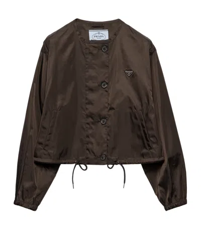 Prada Re-nylon Blouson Jacket In Brown
