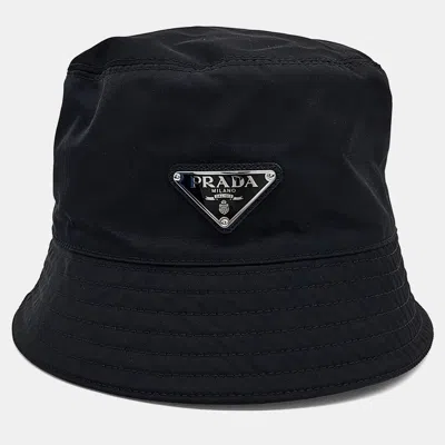 Pre-owned Prada Re-nylon Bucket Hat (1hc137) In Black