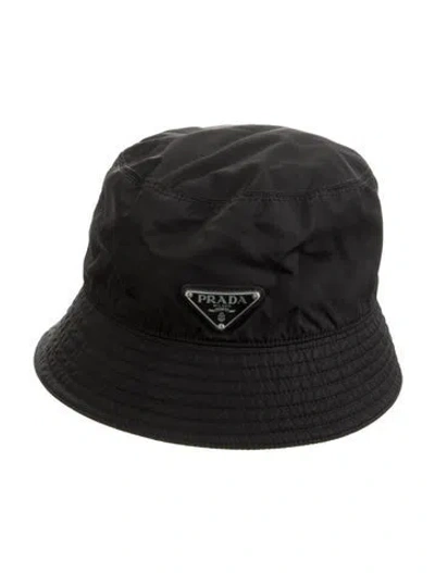 Pre-owned Prada Re-nylon Bucket Hat In Black