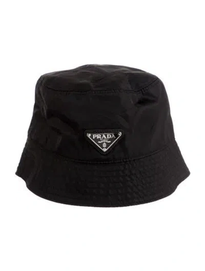 Pre-owned Prada Re-nylon Bucket Hat In Black
