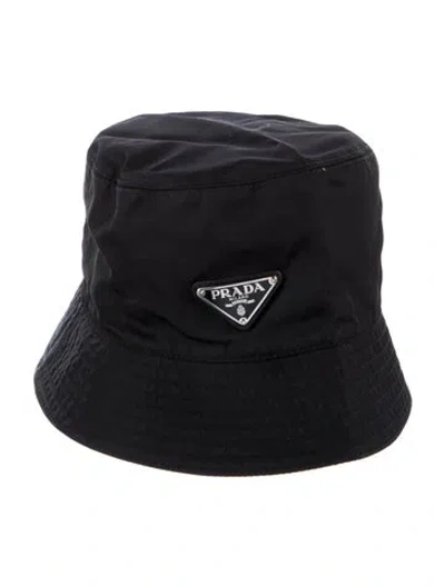 Pre-owned Prada Re-nylon Bucket Hat In Black