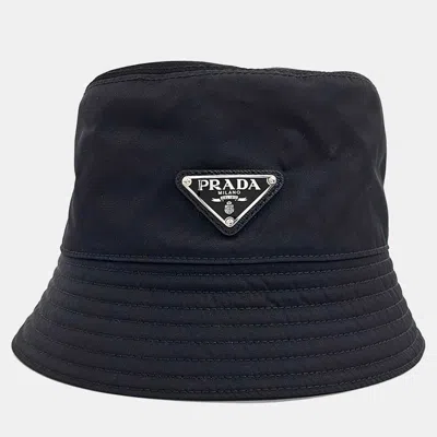 Pre-owned Prada Re-nylon Bucket Hat In Black