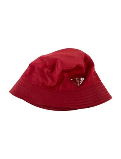 Pre-owned Prada Re-nylon Bucket Hat In Red