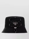 Prada Triangle Logo Drawstring Bucket Hat In Black
